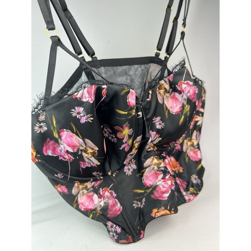 VS Very Sexy Floral Lace Satin Strappy Bustier Top 38D NWT Victorias Secret - Picture 7 of 8